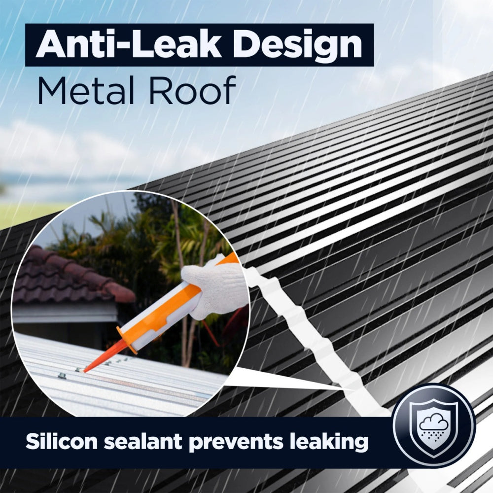 12'x25' Metal Carport with Corrugated Roof