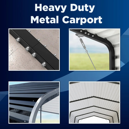 12'x25' Metal Carport with Corrugated Roof