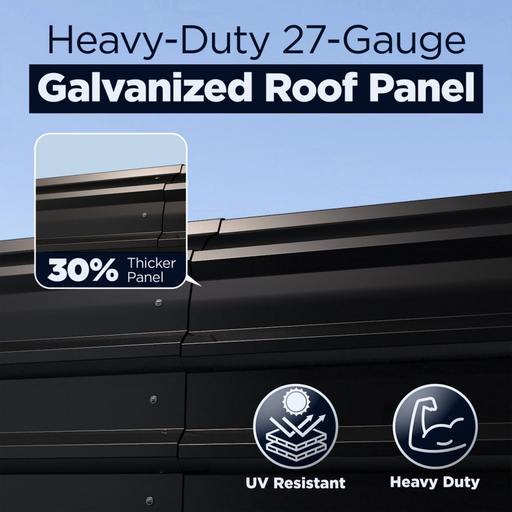 12'x25' Metal Carport with Corrugated Roof