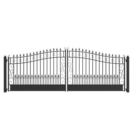 18'x6' Steel Dual Swing Driveway Gate, VENICE Style