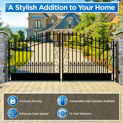 18x6 ft Steel Dual Swing Driveway Gate, VENICE Style