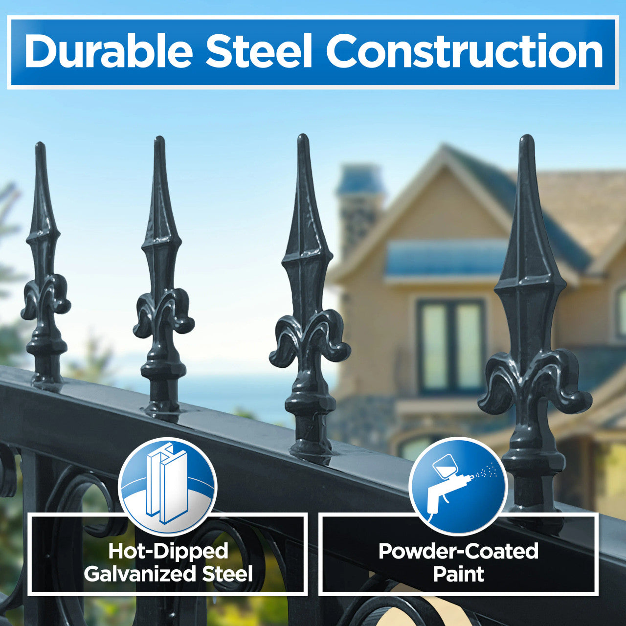 18x6 ft Steel Dual Swing Driveway Gate, VENICE Style