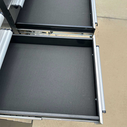 Each drawer for 7ft 10-drawers workbench has an precut anti-slip drawer liner