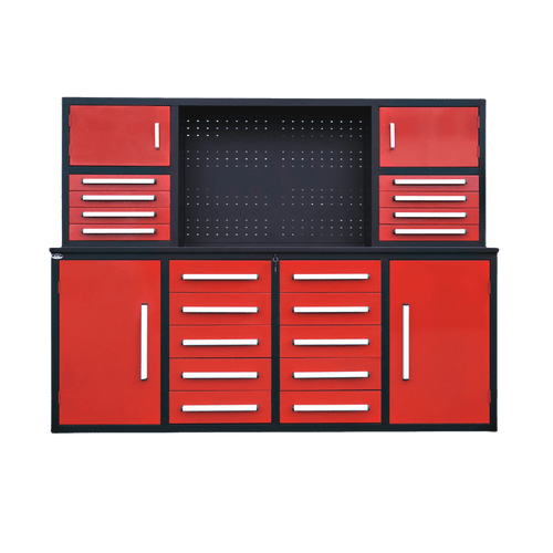 [BARGAIN] 7' Garage Storage Cabinet with 18 Drawers#color_Red
