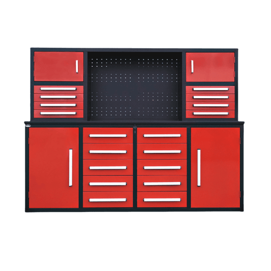 [BARGAIN] 7' Garage Storage Cabinet with 18 Drawers#color_Red