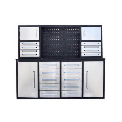 [BARGAIN] 7' Garage Storage Cabinet with 18 Drawers#color_Silver