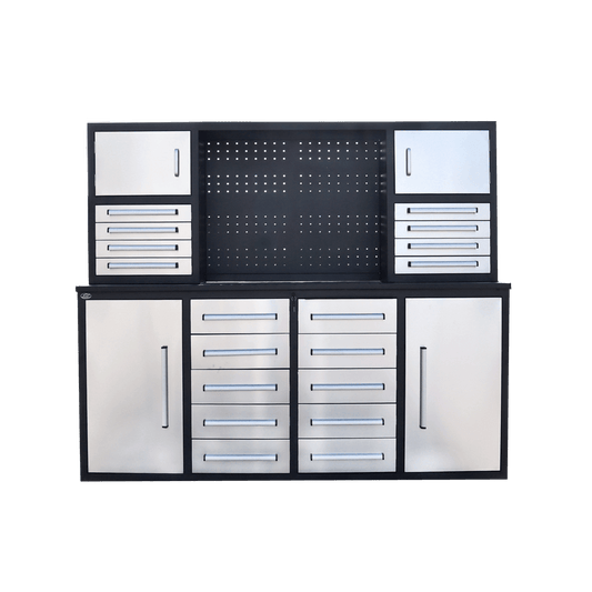 [BARGAIN] 7' Garage Storage Cabinet with 18 Drawers#color_Silver