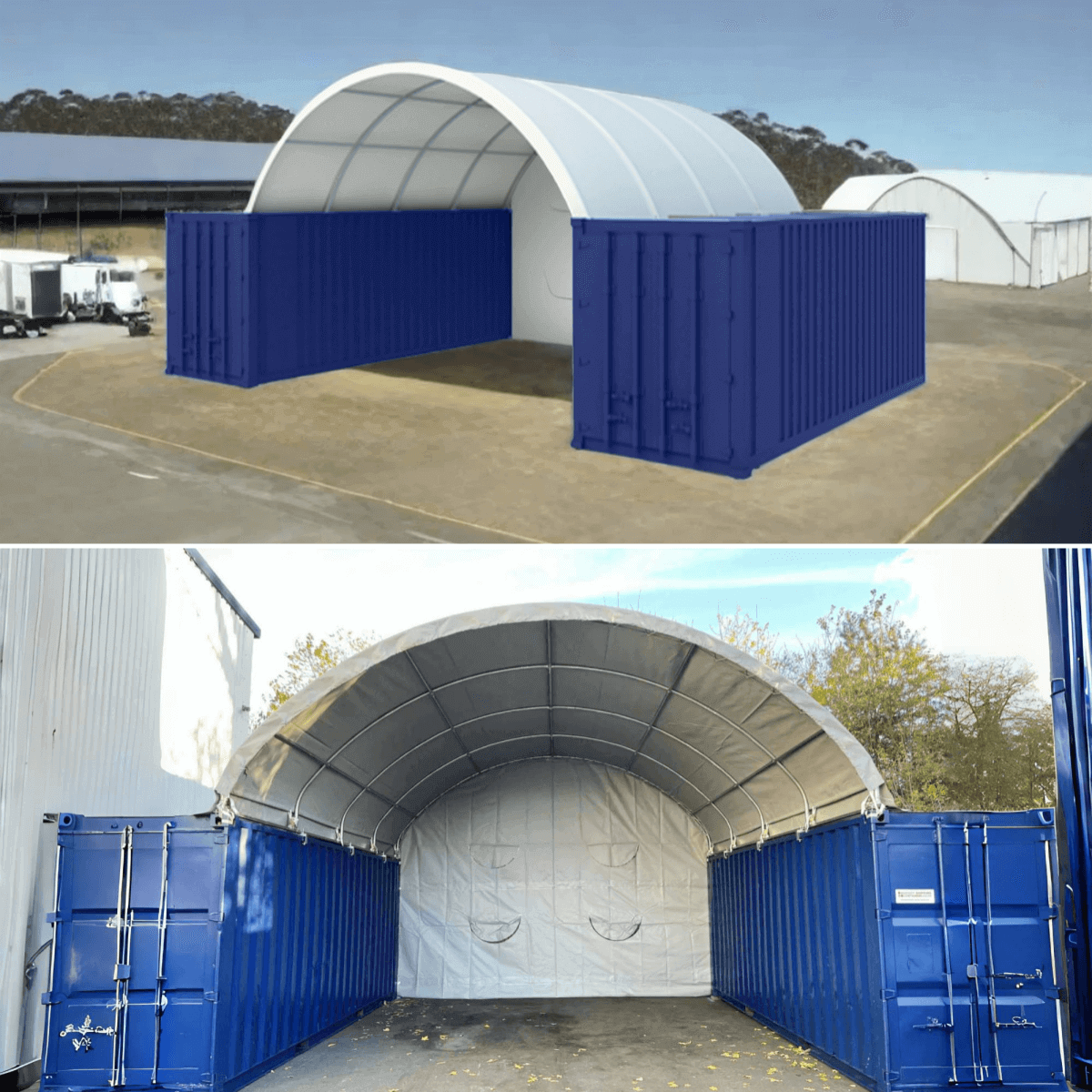 20x20 ft Container Shelter with Closed Back Panel – Chery Industrial