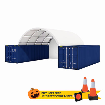 20x20 ft Container Shelter with Closed Back Panel