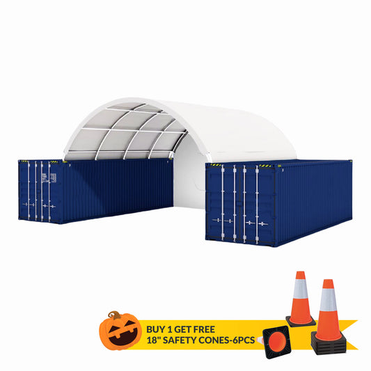 20x20 ft Container Shelter with Closed Back Panel