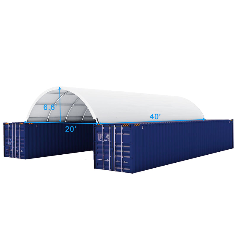 20x40 ft Container Shelter with Closed Back Panel