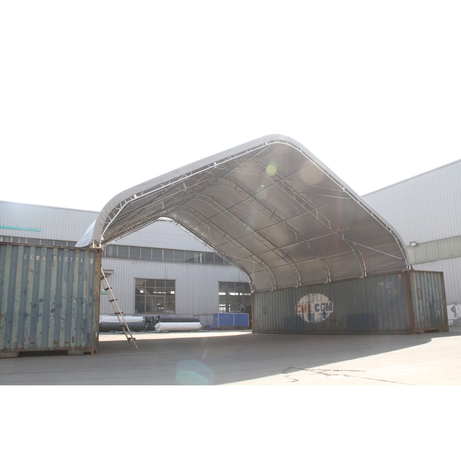 Gold Mountain Shipping Container Canopy Shelter Double Truss Peak 40'x40'x15'