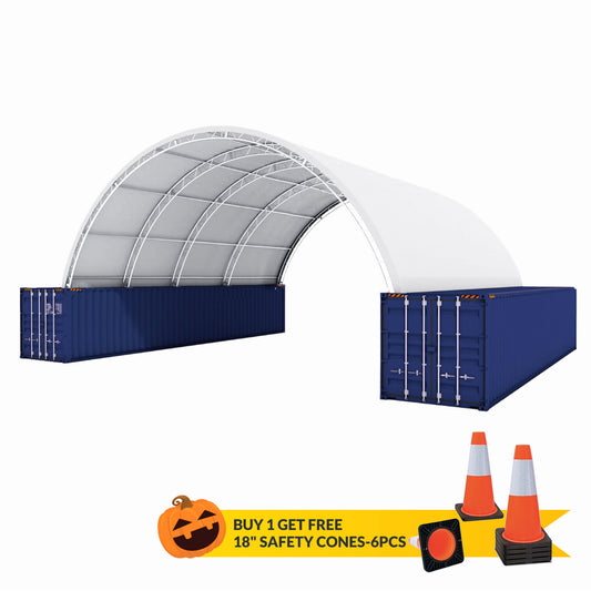 40'x40'x15' Double Truss Shipping Container Canopy Shelter