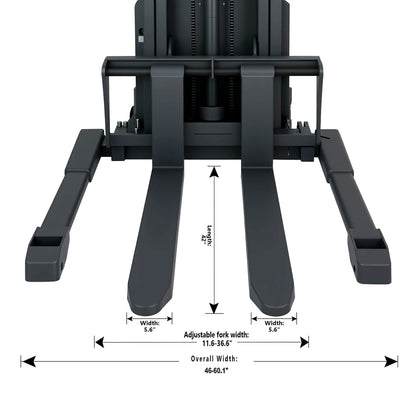Semi-Electric Straddle Stacker | 3300 lbs. Capacity | 118" Lift Height | TX Self-Pickup