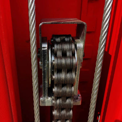 The cable sheave minimizes friction on the chain links