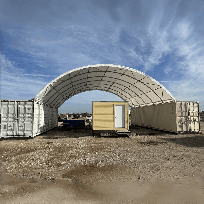 Loading Containers Canopy 40'x40'x13' Shipping Container Canopy Shelter