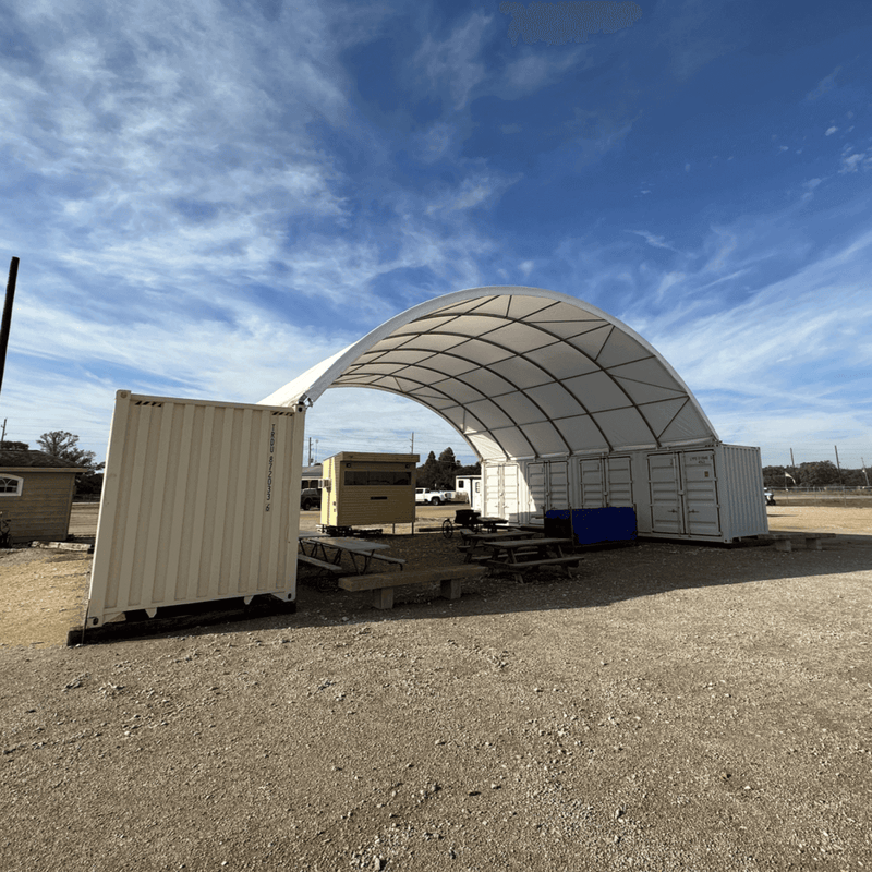 Loading Containers Canopy 40'x40'x13' Shipping Container Canopy Shelter