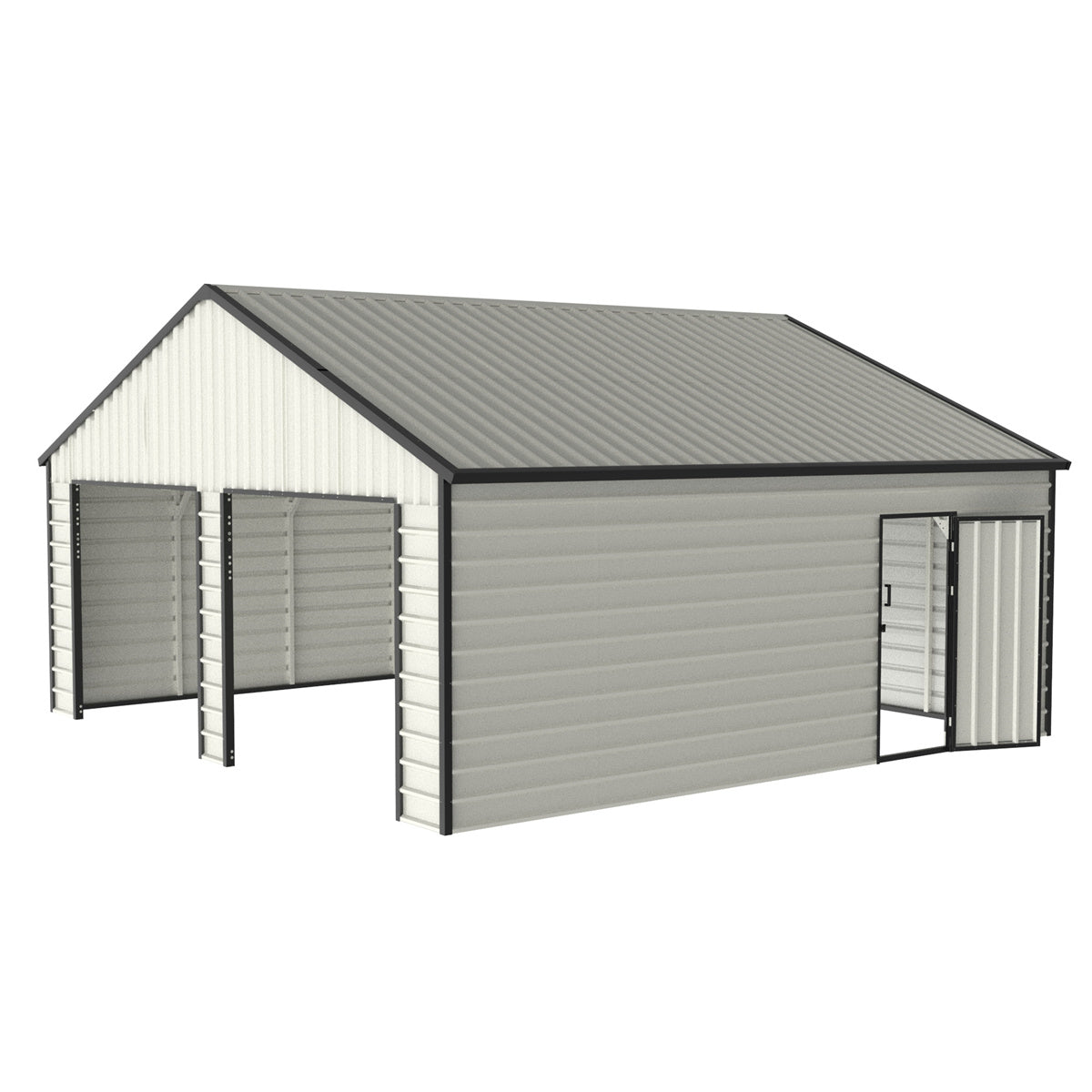 23' x 22' Double Garage Metal Shed with Side Entry Door – Chery Industrial