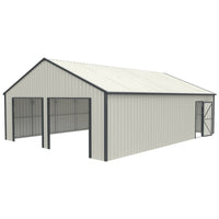Upgraded 25' x 33' Double Garage Metal Shed with Side Entry Door