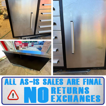[AS-IS] 7ft Silver Workbench with 10 Drawers & 2 Cabinets