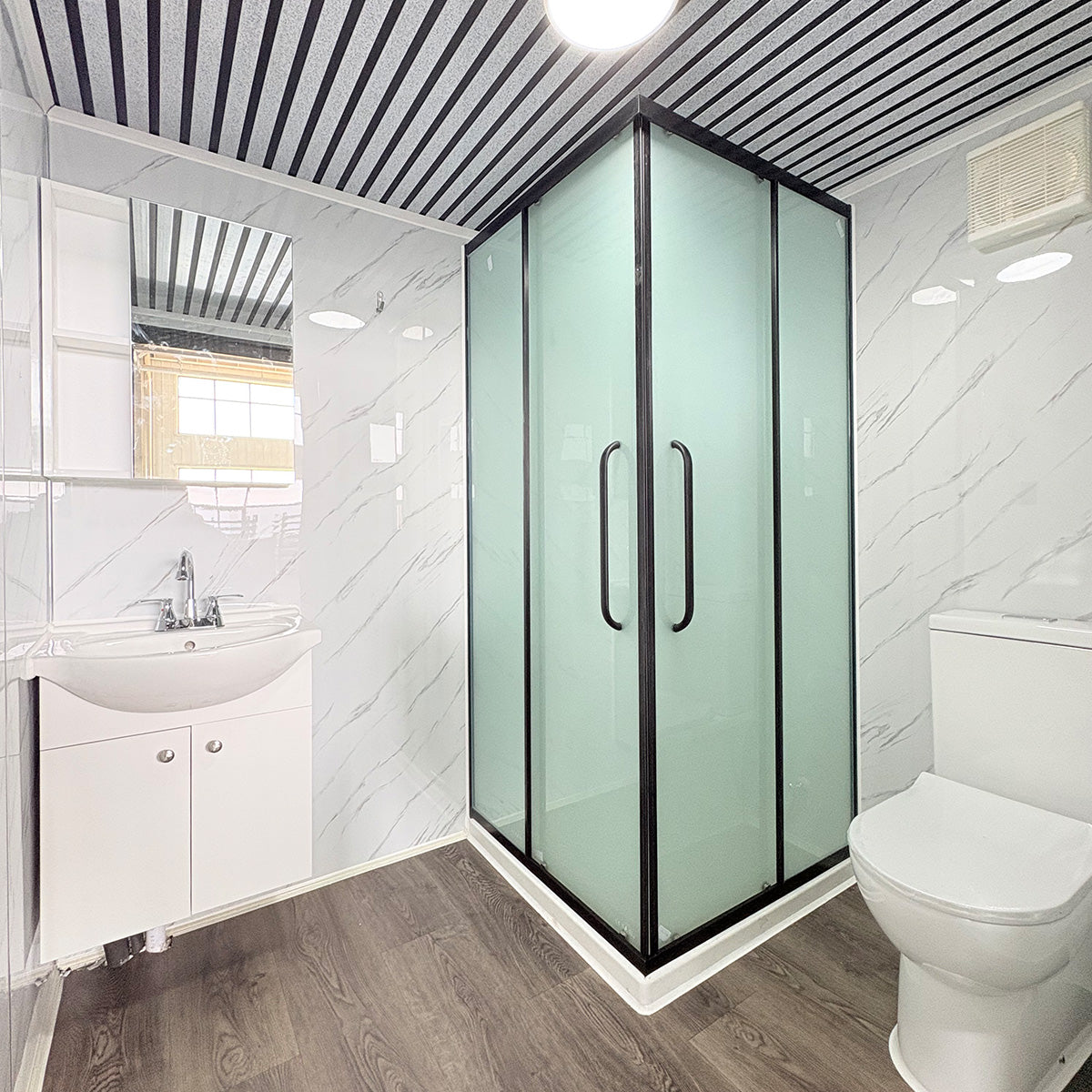 Deluxe Black Portable Toilet with Shower