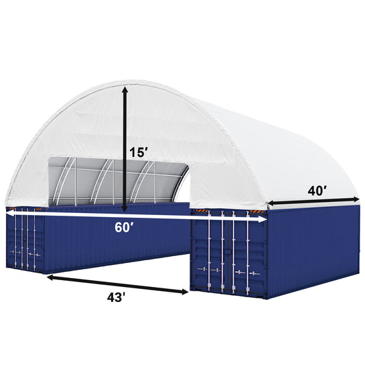 Dimension of 60'x40'x15' Double Truss Container Canopy Shelter

