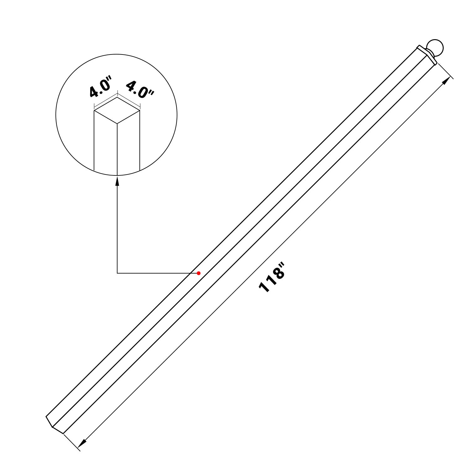 Dimension of gate post