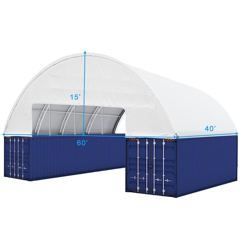 Double Truss Shipping Container Canopy Shelter 60'x40'x15'