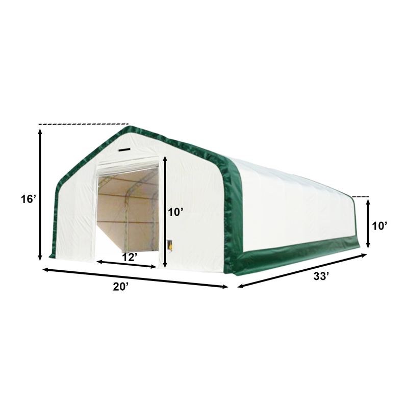 Double Truss Storage Shelter W20'xL33'xH16' Spec