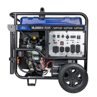 18,000W tri-fuel generator with Ford logo on a white background