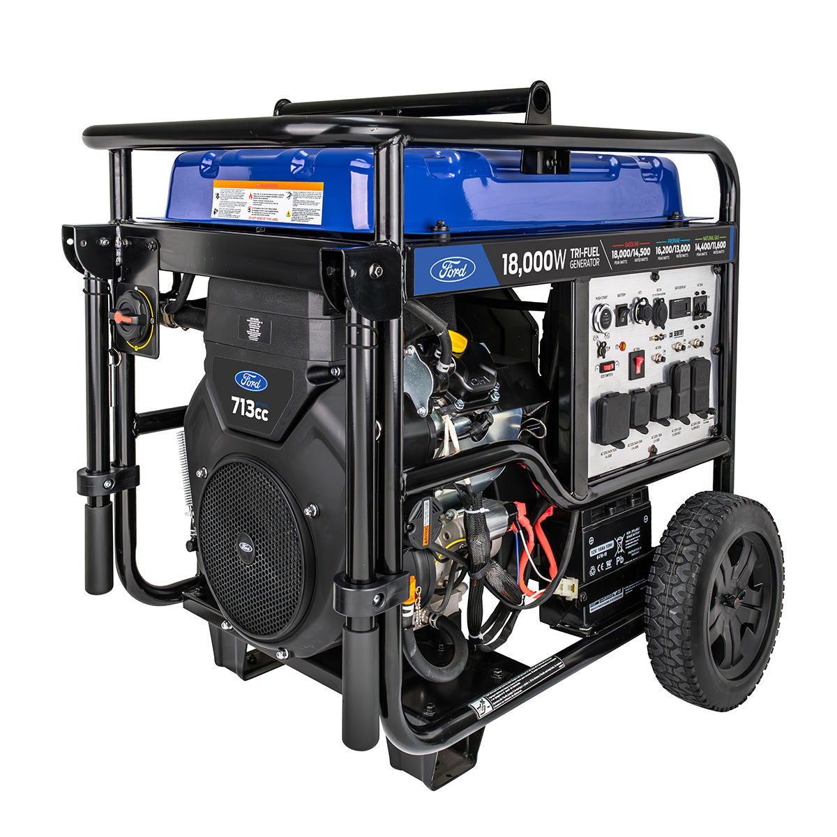 FORD 18,000 Watt Tri-Fuel Generator – 14500W Running, V-Twin Engine