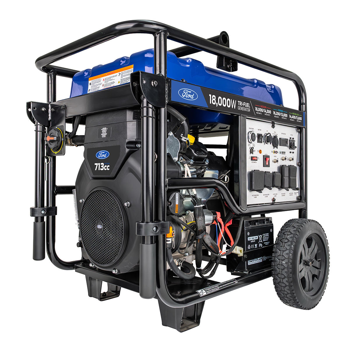 FORD 18,000 Watt Tri-Fuel Generator – 14500W Running, V-Twin Engine