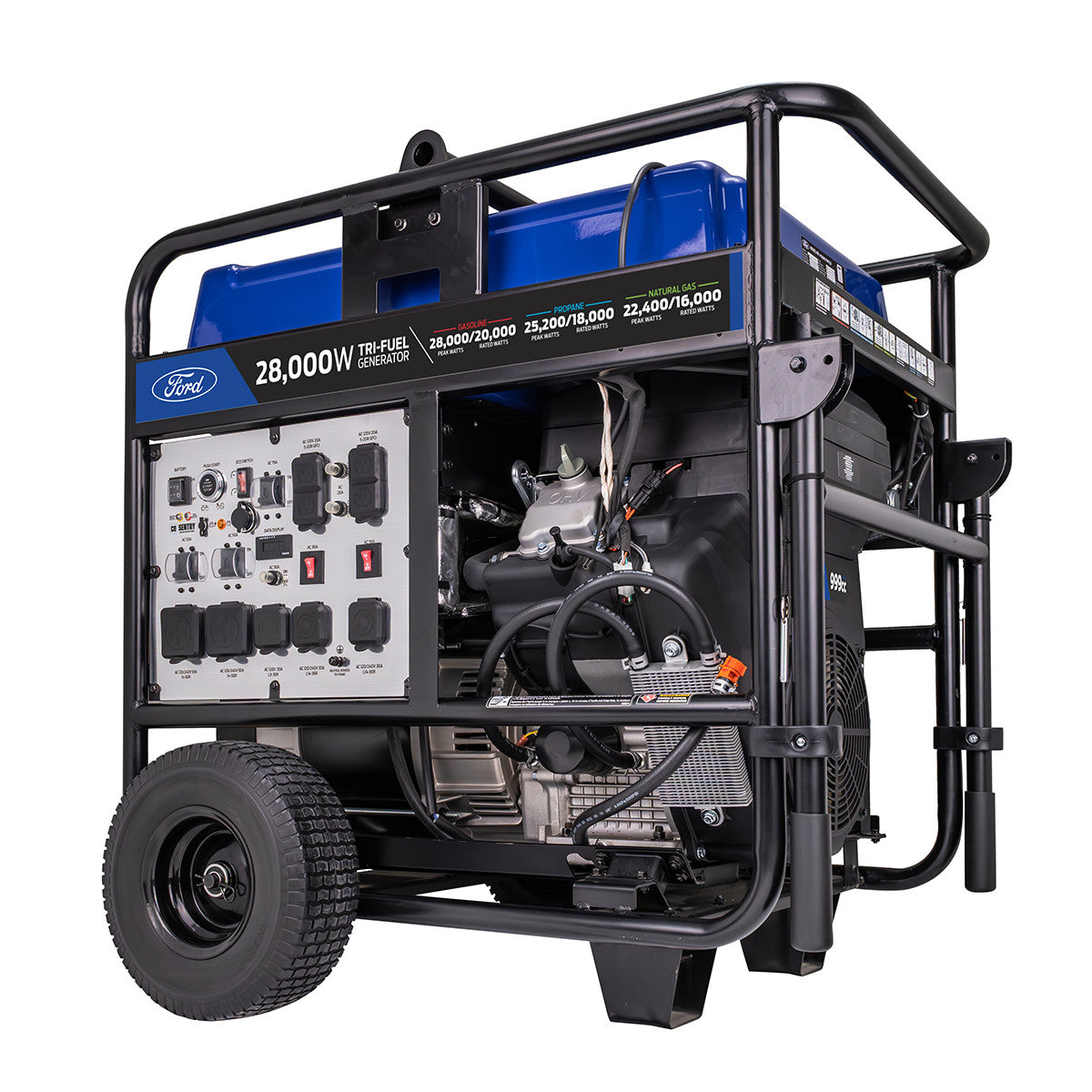 FORD 28,000 Watt Tri-Fuel Generator – 20,000W Running, 999cc V-Twin