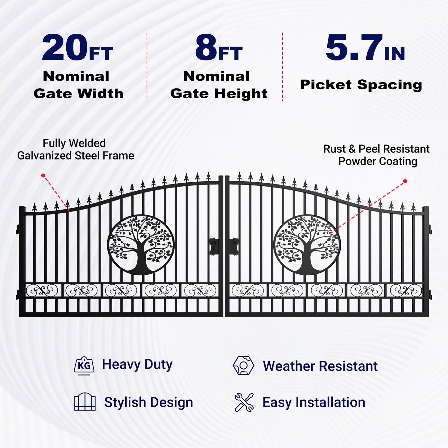 Features of 20ft Dual Swing Driveway Gate with Wider Goalposts