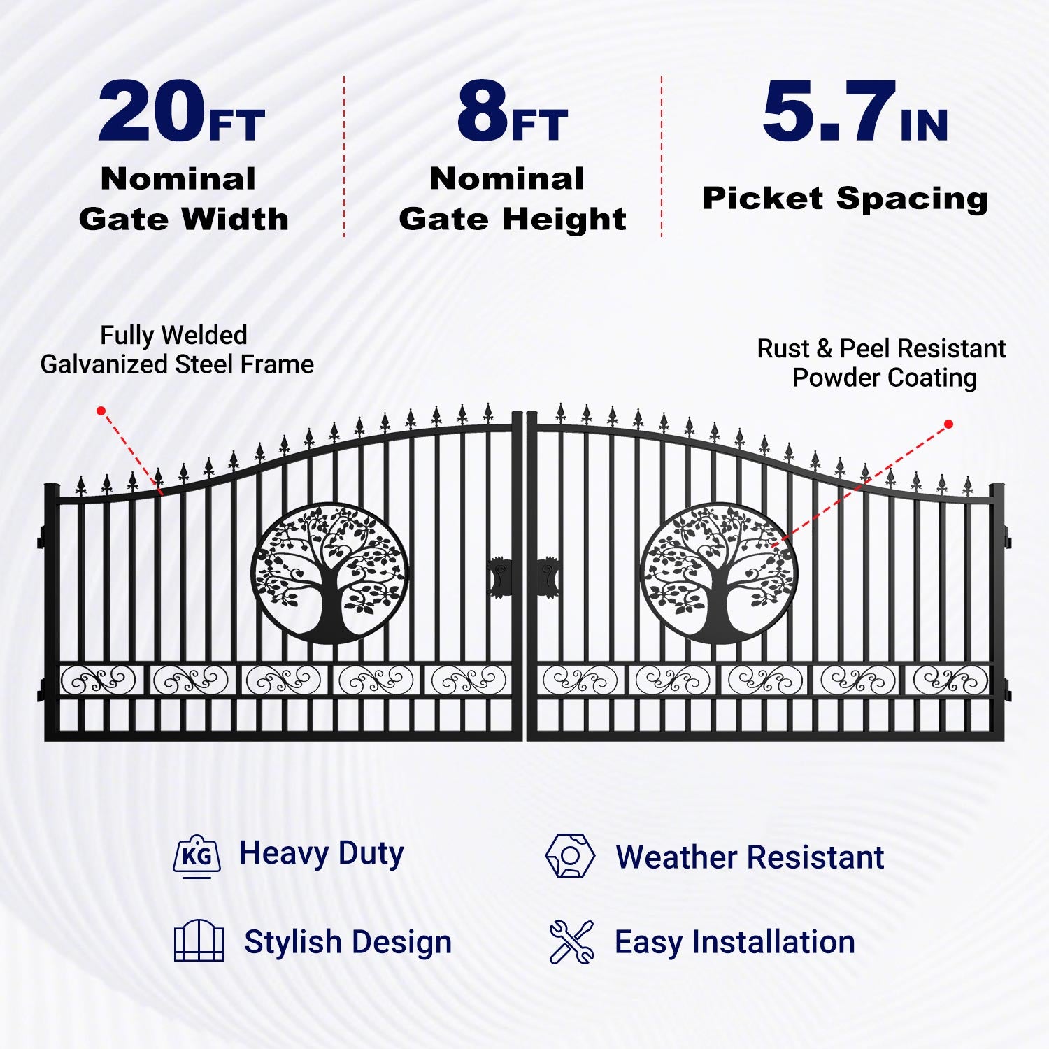Features of 20ft Dual Swing Driveway Gate with Wider Goalposts