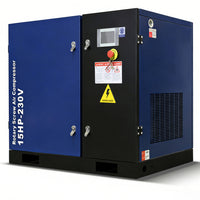 Blue and black rotary screw air compressor on a white background