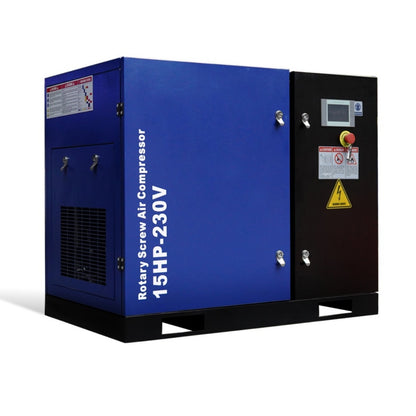 15HP Rotary Screw Air Compressor, 56 CFM, 125PSI, 230V 3PHASE 60HZ