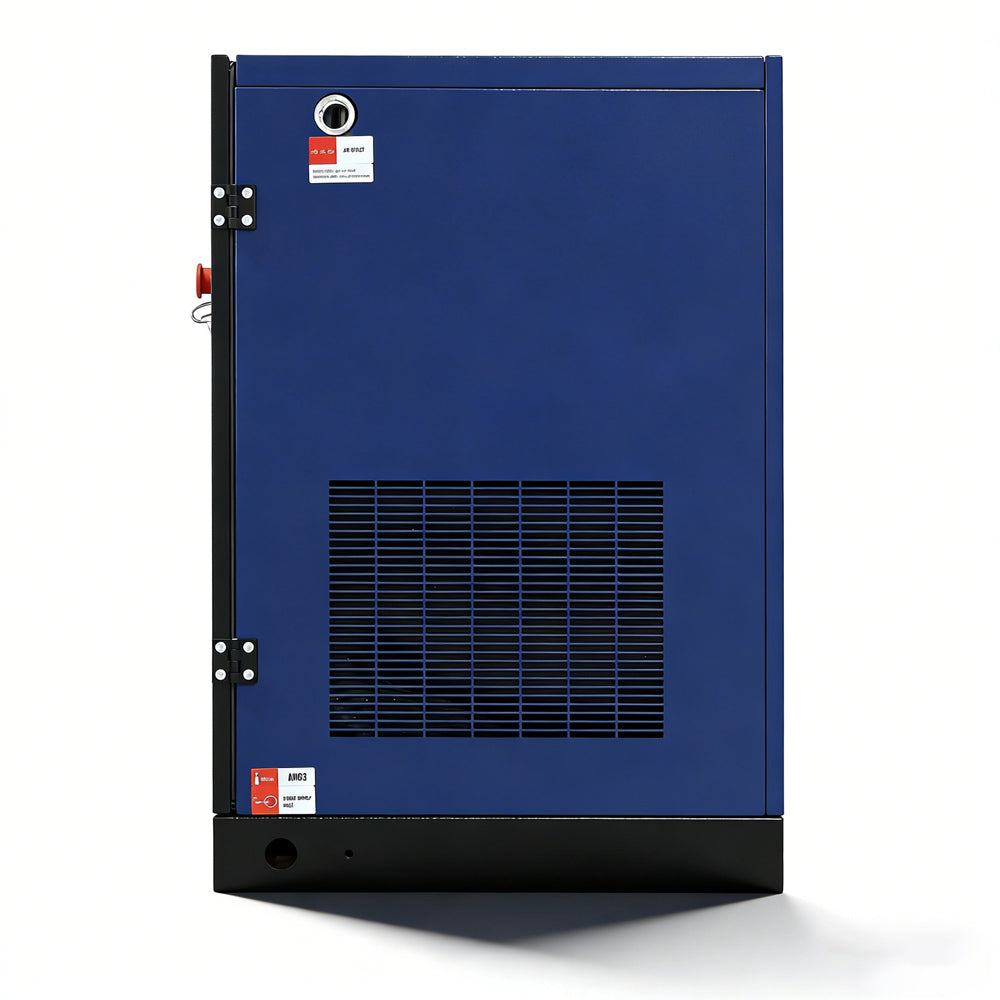 Blue industrial cabinet with a white background
