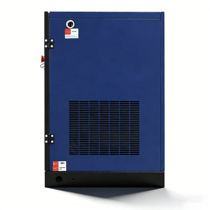 Blue industrial cabinet with a white background