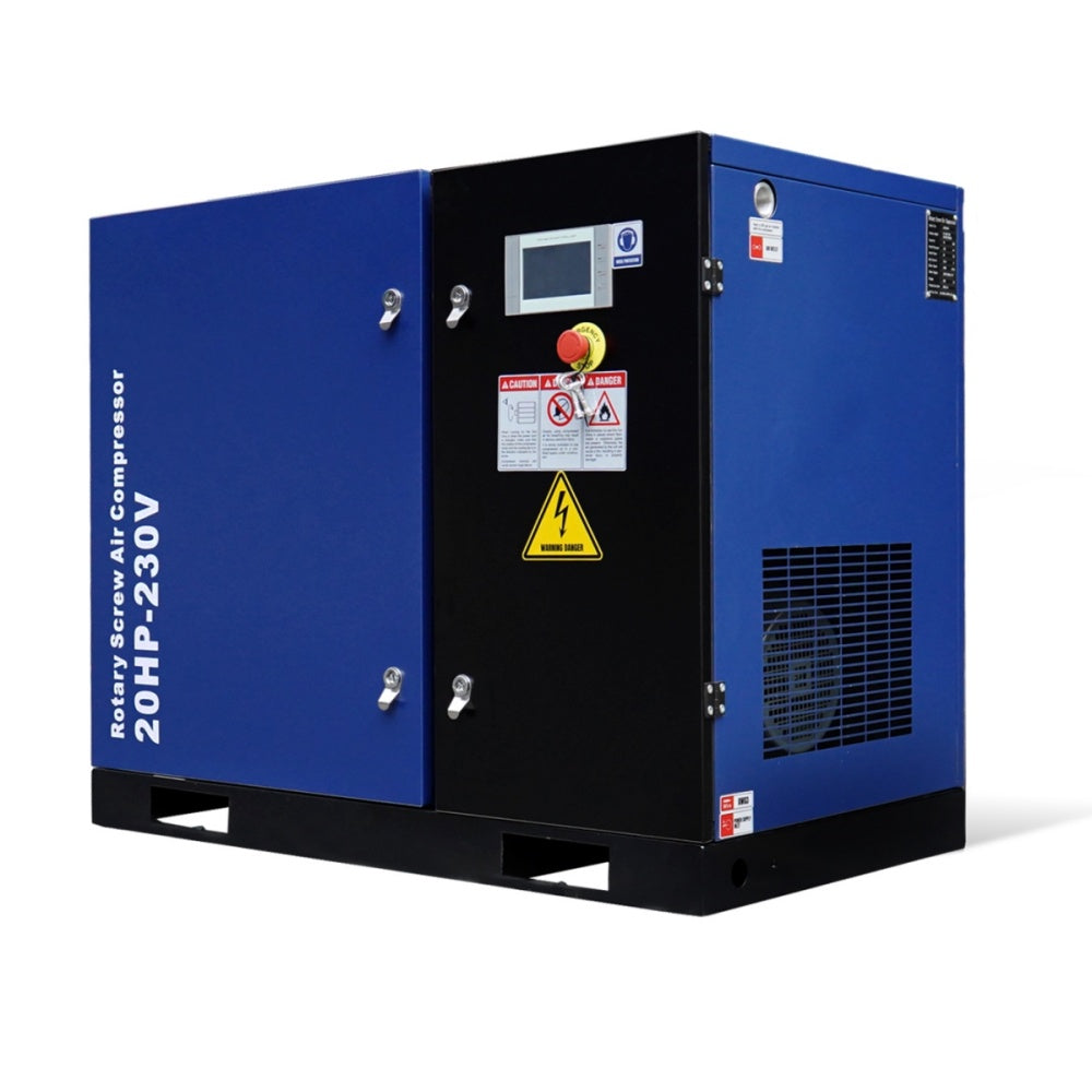 20HP Rotary Screw Air Compressor, 74CFM, 125PSI, 230V 3PHASE 60HZ