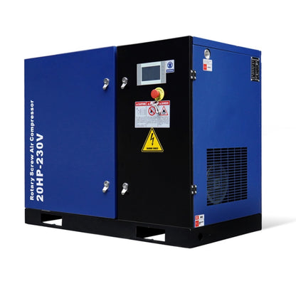 20HP Rotary Screw Air Compressor, 74CFM, 125PSI, 230V 3PHASE 60HZ