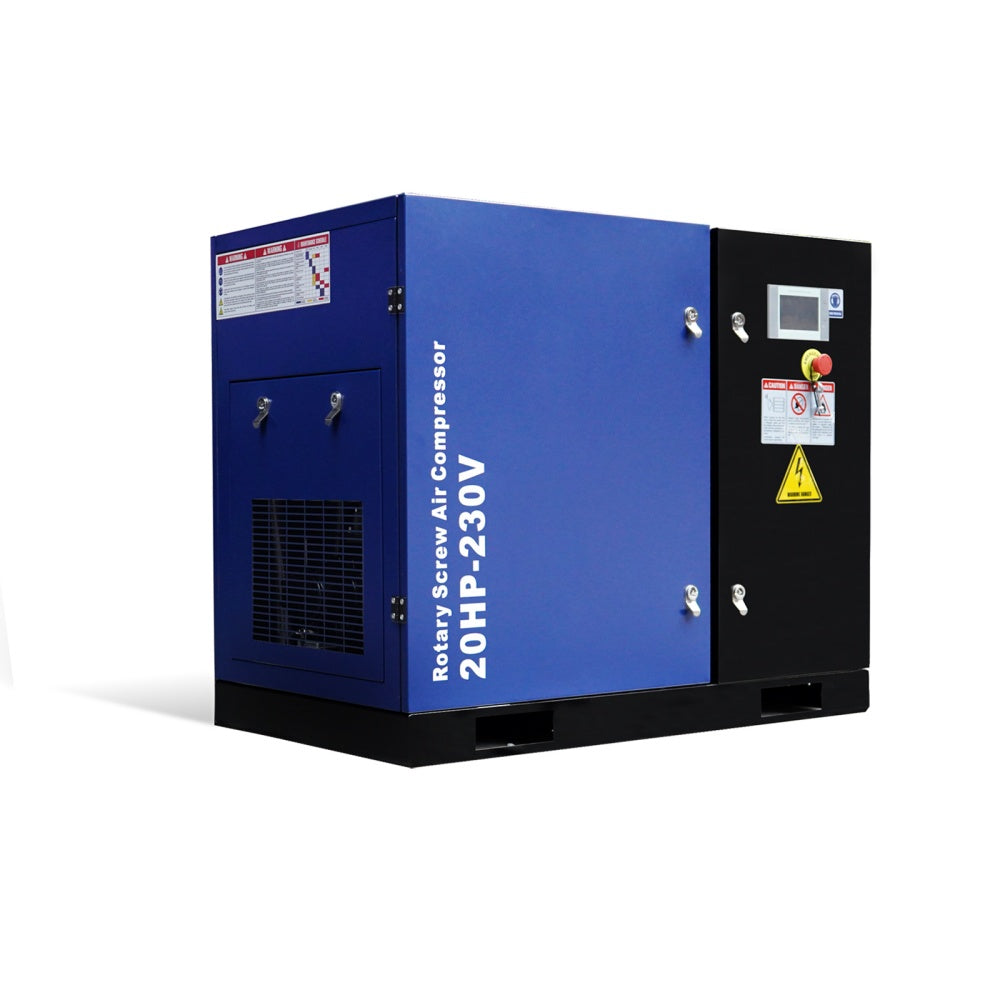 20HP Rotary Screw Air Compressor, 74CFM, 125PSI, 230V 3PHASE 60HZ