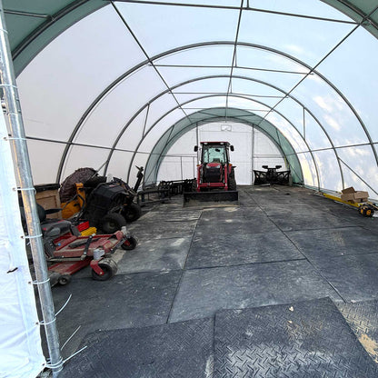 Storage shelter with tools inside