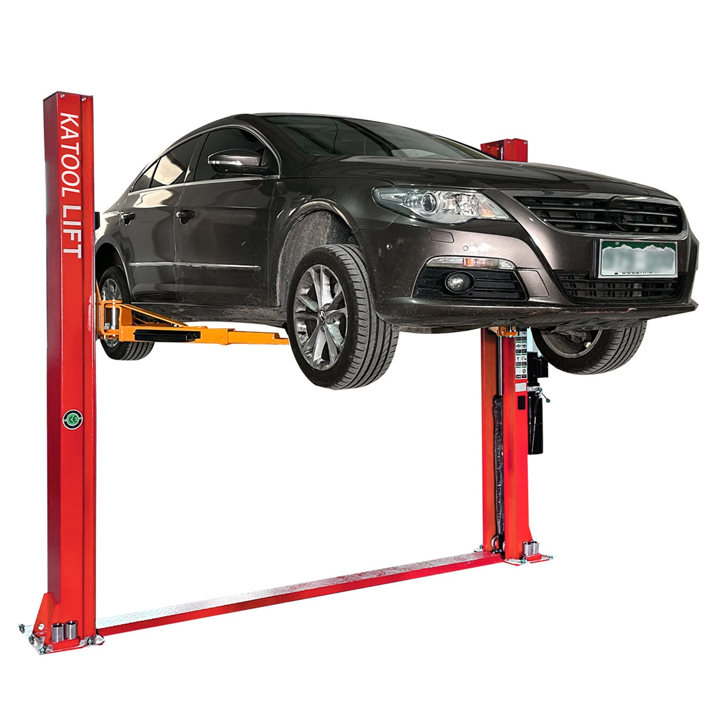 Heavy duty sysmmetric arms lift various vehicles steadily and safely