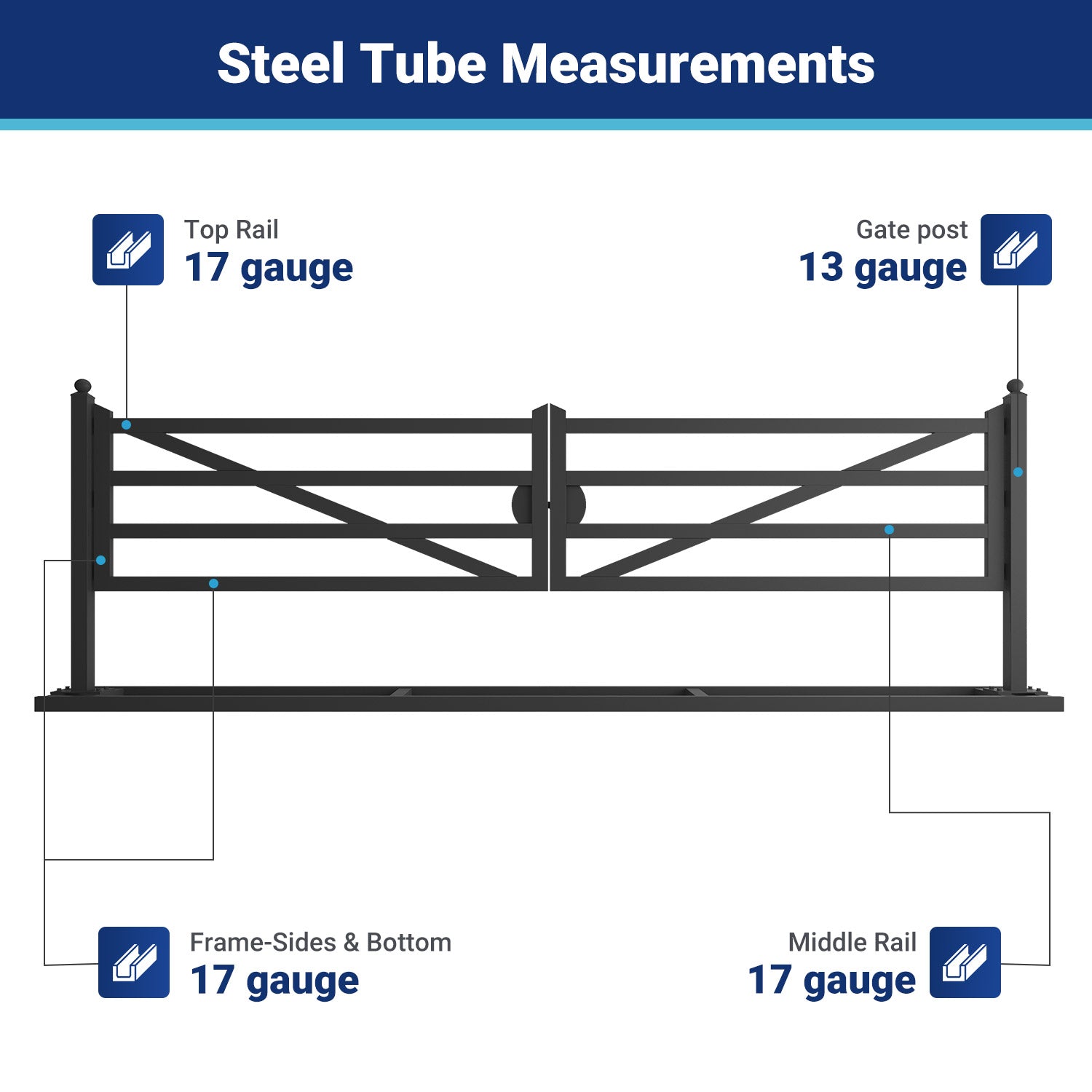 IF000054 gate frame steel tube measurements