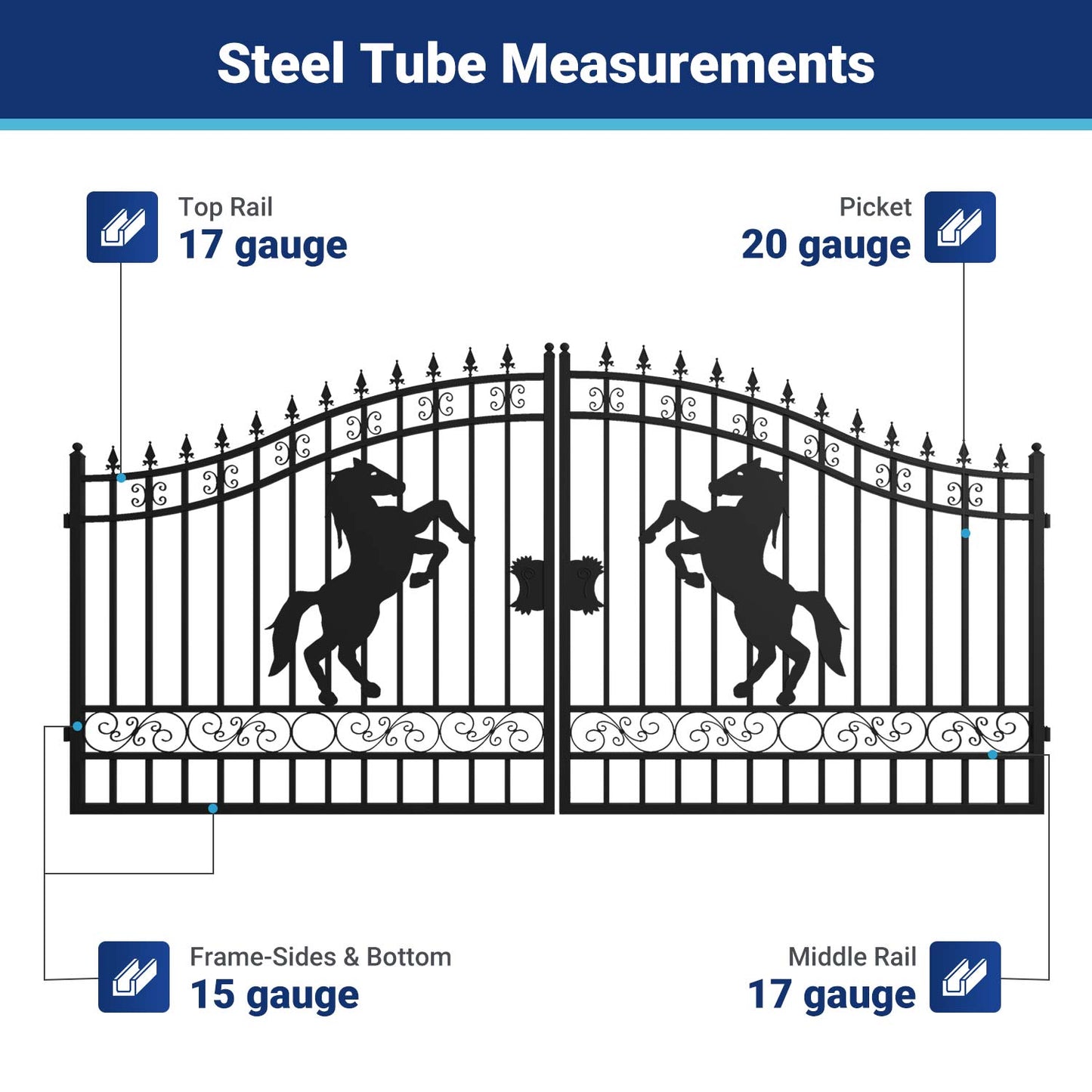 II000060 gate frame steel tube measurements