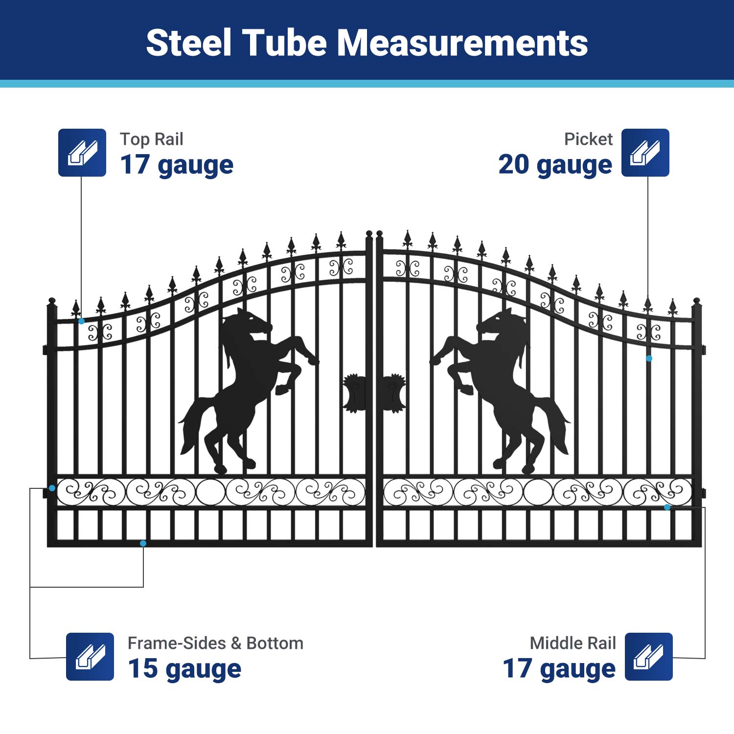 II000060 gate frame steel tube measurements