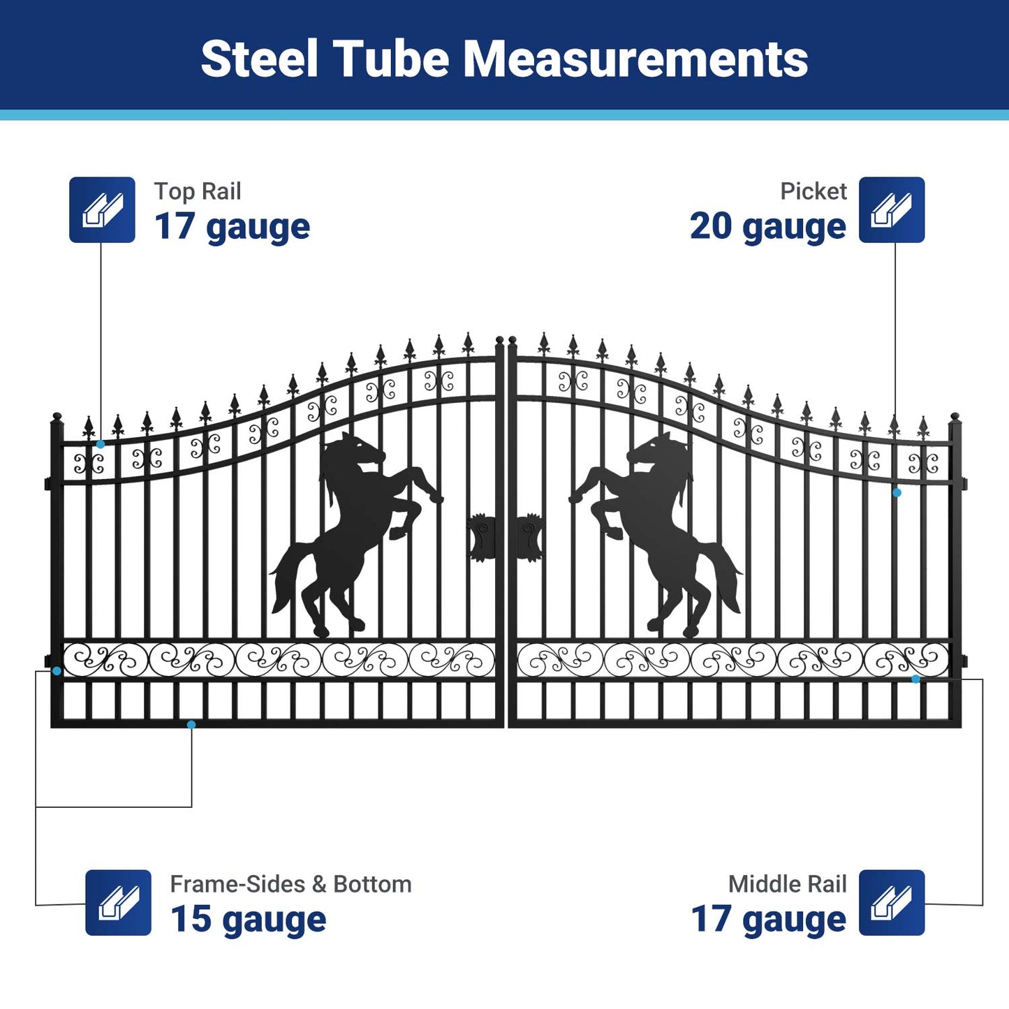 II000084 gate frame steel tube measurements