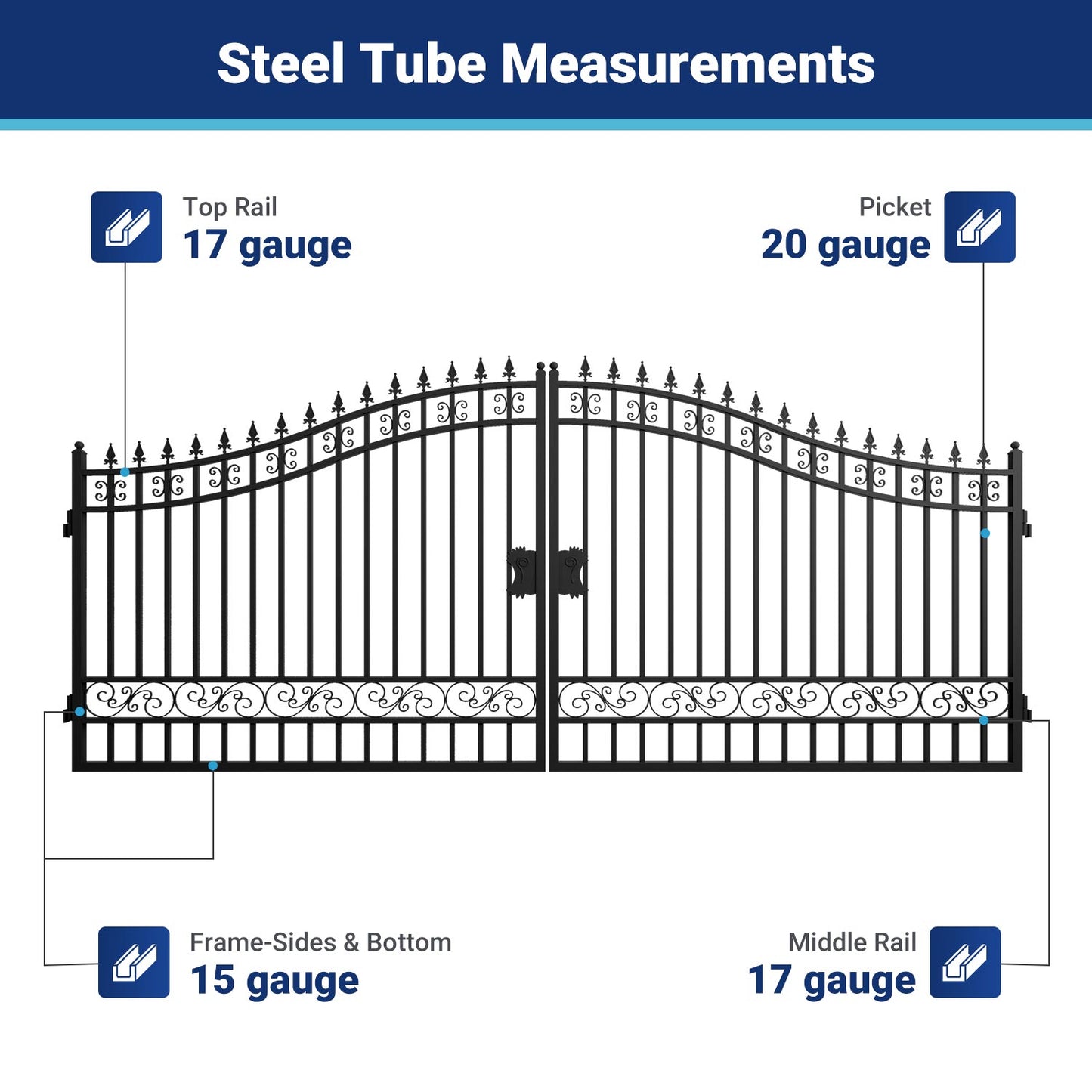 II000087 gate frame steel tube measurements
