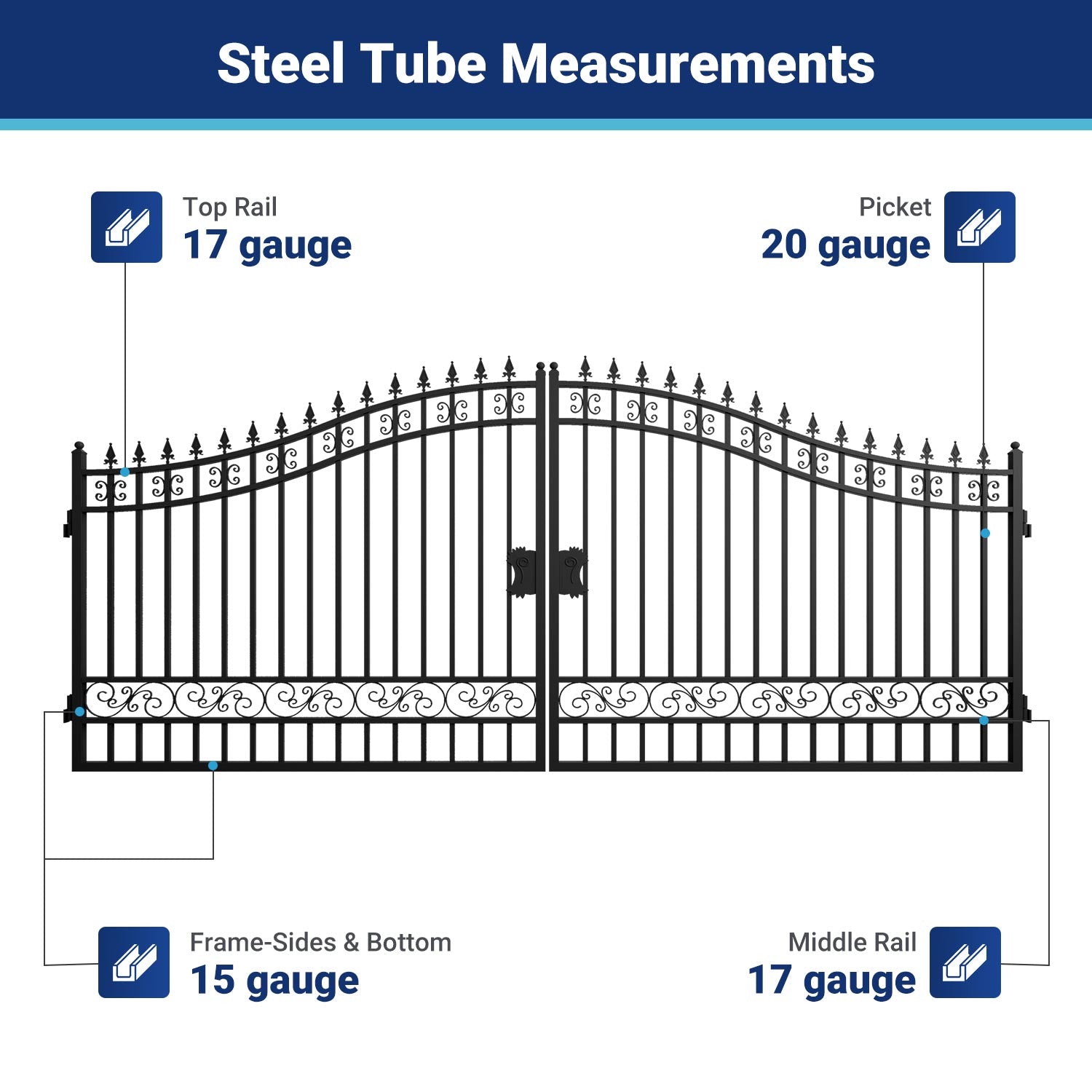 II000087 gate frame steel tube measurements